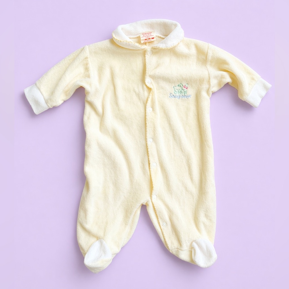 Vintage Cream Baby Fleece One-Piece Footed Pajamas